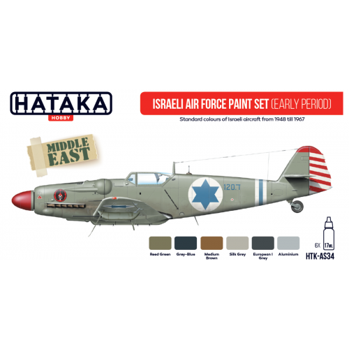 HATAKA HTK AS34 Israeli Air Force Early Period Acrylic Set Red Line 6 x 17ml